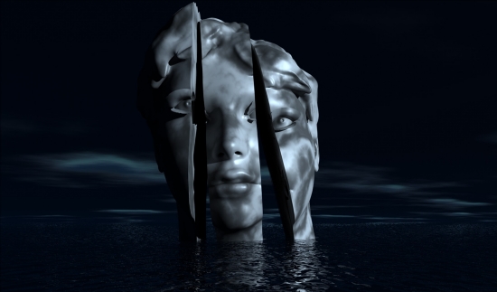 Head cut in three pieces