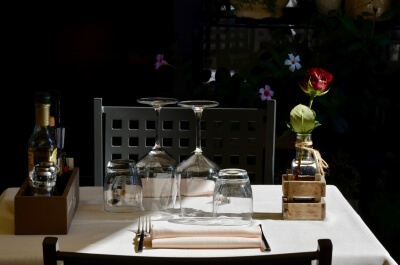 Elegantly set table in a restaurant