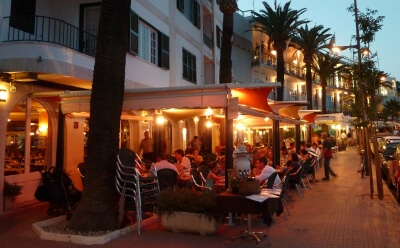 Terrace restaurant at sunset