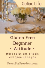 Pinterest mini image - Gluten free beginner - attitude - more solutions and tools will open up to you with an elegant dinner table setting with yellow roses