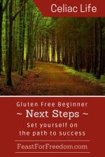 Pinterest mini image - Gluten free beginner next steps, set yourself on the path to success with a forest path