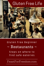 Pinterest mini image - Gluten free beginner, restaurants, steps on where to find safe eateries with a busy lunch and coffee restaurant