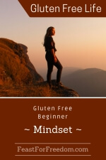 Pinterest mini image - Gluten free beginner mindset with a woman looking out from a mountain top