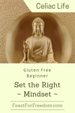 Pinterest mini image - Gluten free beginner mindset with a buddha statue in an alcove