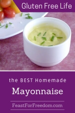 Pinterest mini image - Fresh mayonnaise in a small glass bowl