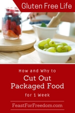 Pinterest mini image - How and why to cut out packaged food with fresh fruit in a bright kitchen