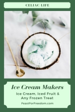 Pinterest mini image - Ice cream makers to the rescue for frozen treats with coconut ice cream served in a coconut