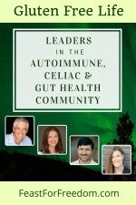 Pinterest mini image - Leaders in the autoimmune, Celiac and gut health community with photos on dark green background