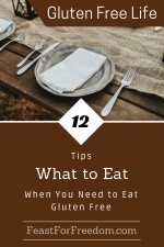 Pinterest mini image - 12 tips, what to eat when you need to eat gluten free, with a picnic table dinner service setting