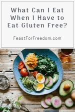 Pinterest mini image - What can I eat when I have to eat gluten free, with a plate of mixed veggies and boiled eggs