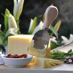Cheese on a platter with herbs