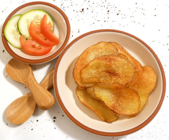 Baked potato chips on a plate