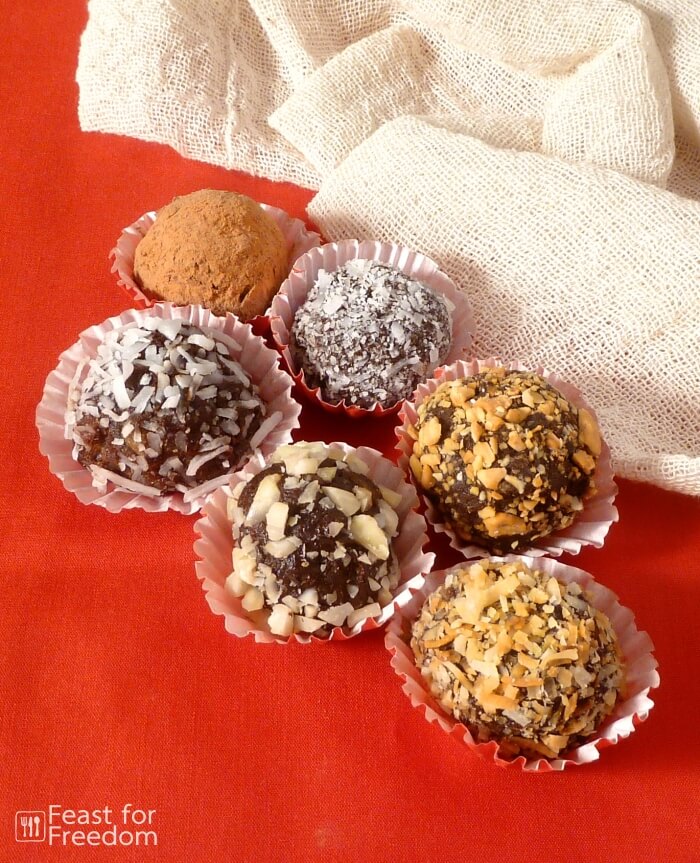 6 varieties of no bake chocolate cookie balls