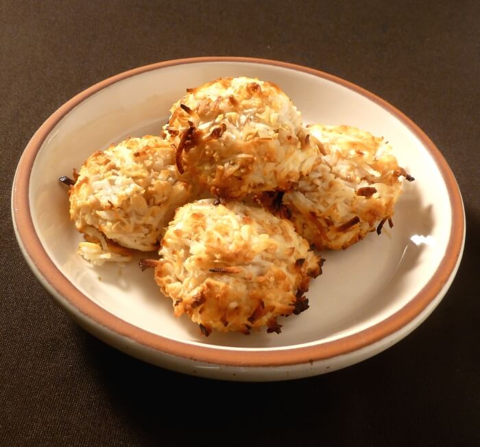 Coconut macaroon cookies on a plate