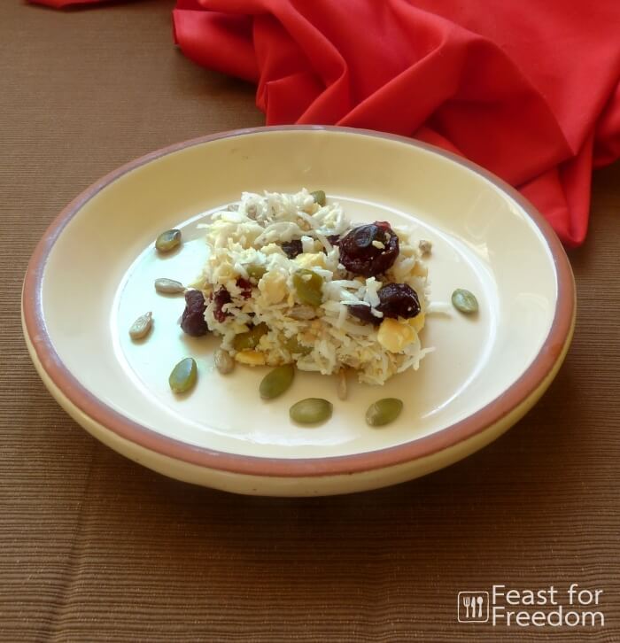 Coconut and Nut Flourless cake dried cranberries