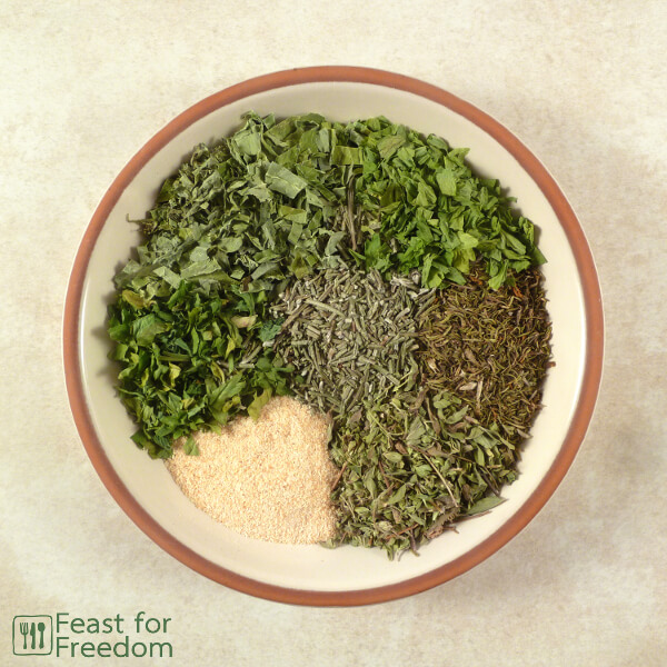 Italian seasoning ingredients in a bowl