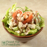 Creamy shrimp salad on lettuce